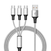 Custom 3in1 Charging Cable Nylon Braided Aluminum Alloy 3 in 1 Mobile Phone Charging Cable Type C Android Micro 8pin Usb Cable