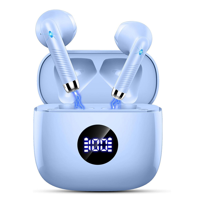 Wireless Earbuds Bluetooth 5.4 Headphones Noise Cancelling, Bluetooth Earbuds with Dynamic Drivers Stereo LED Power Display