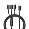 Custom 3in1 Charging Cable Nylon Braided Aluminum Alloy 3 in 1 Mobile Phone Charging Cable Type C Android Micro 8pin Usb Cable